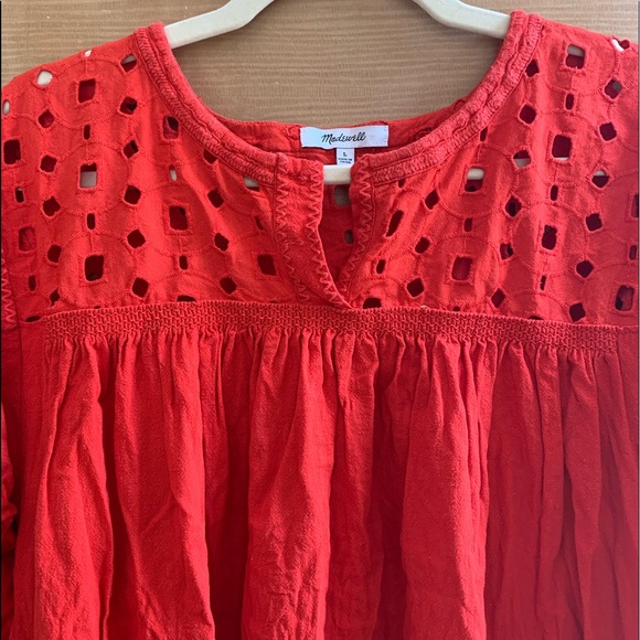 MADEWELL Red W/POCKETS Summer Linen Dress - Picture 5 of 10